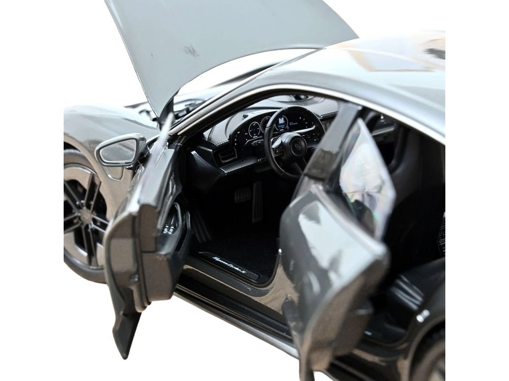 2024 Porsche Taycan Turbo S Slate Gray Neo 1/18 Diecast Model Car by Norev view 4