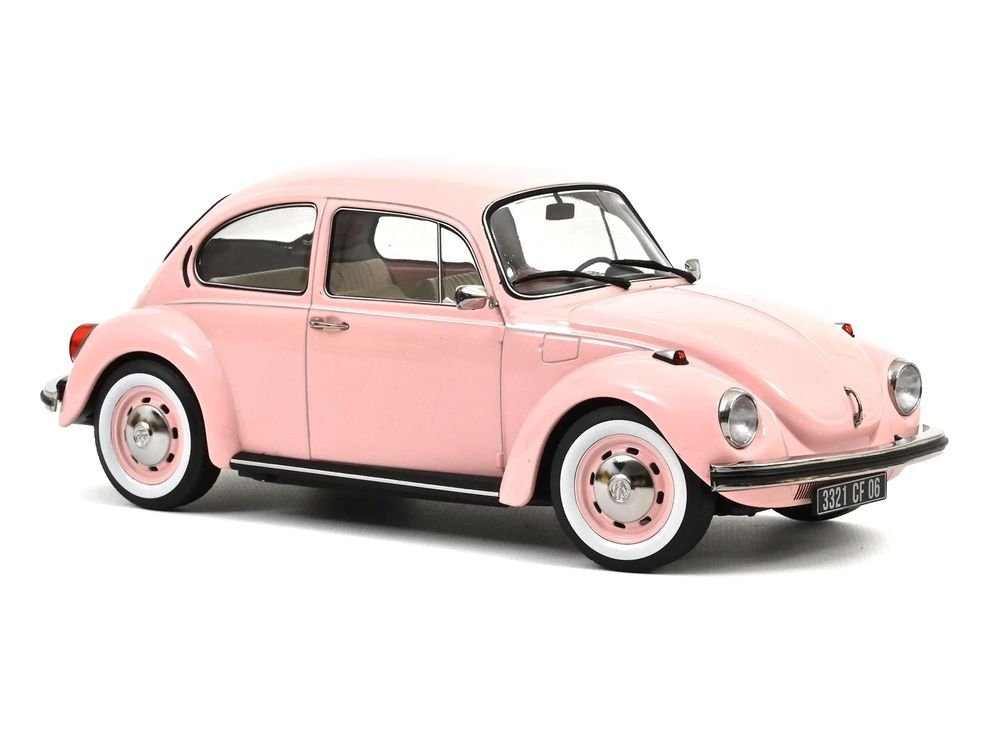 1973 Volkswagen 1303 Beetle Pastel Pink "New Baby Gift" 1/18 Diecast Model Car by Norev view 2