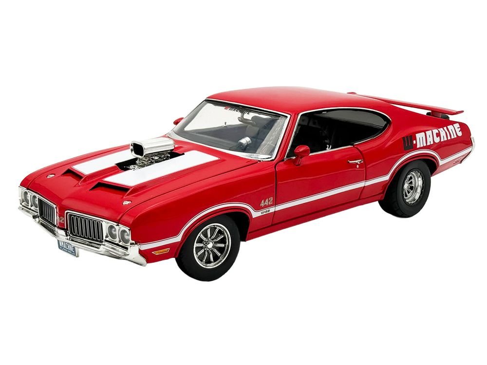 1970 Oldsmobile 442 W30 "W-Machine - Drag Outlaws" Red with White Stripes Limited Edition to 300 pieces Worldwide 1/18 Diecast Model Car by ACME view 2