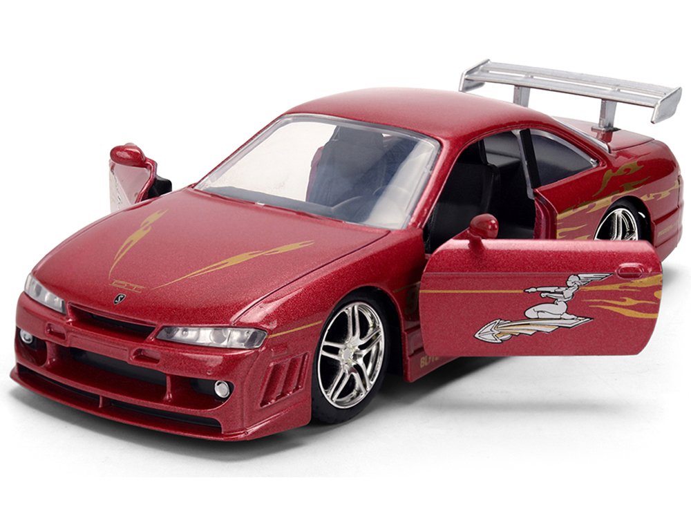 1997 Nissan 240SX (S14) Light Red Metallic with Graphics "The Fast and the Furious" (2001) Movie "25 Years of Fast & Furious" Series 1/32 Diecast Car Model by Jada view 2