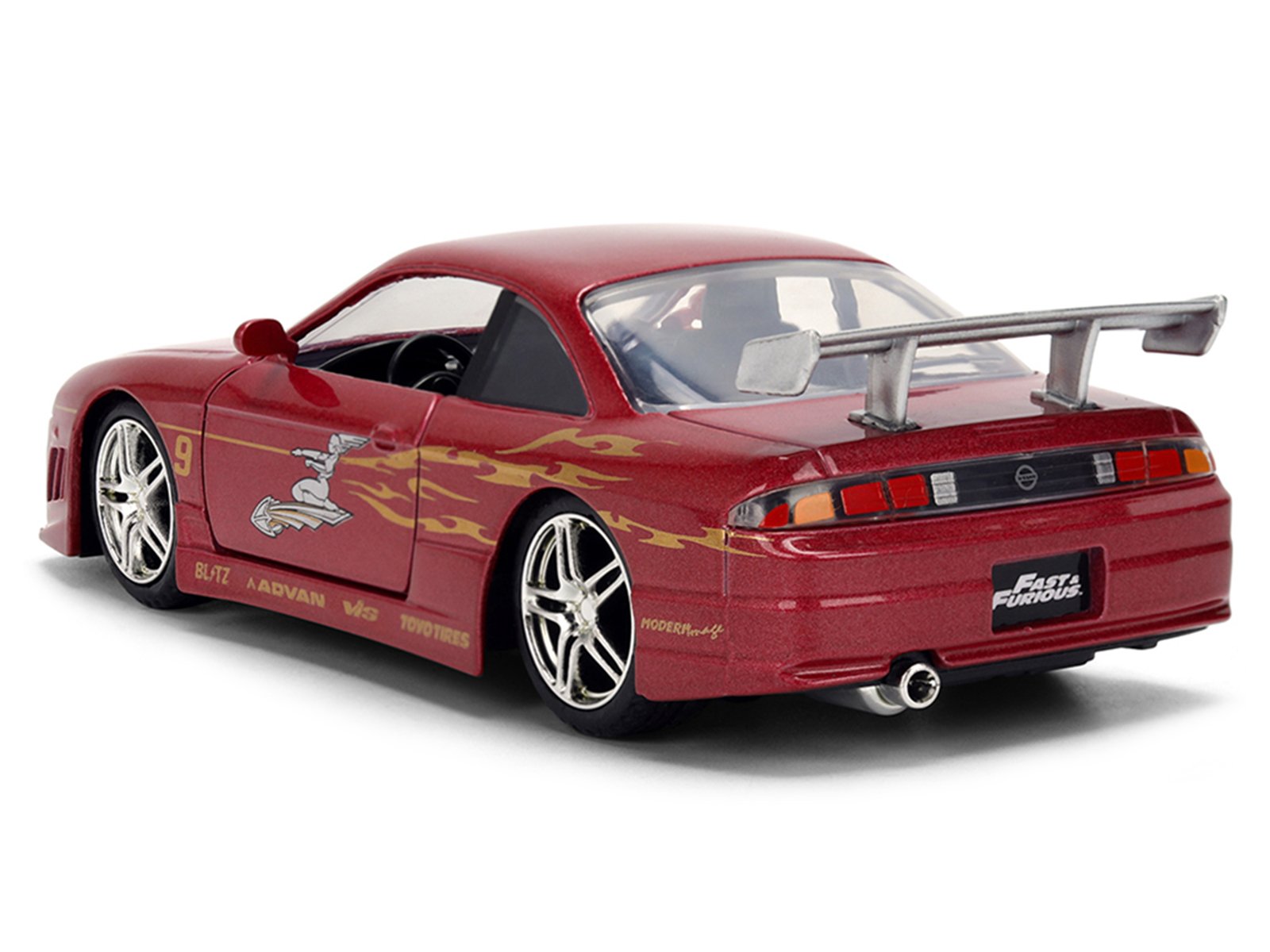 1997 Nissan 240SX (S14) Light Red Metallic with Graphics "The Fast and the Furious" (2001) Movie "25 Years of Fast & Furious" Series 1/32 Diecast Car Model by Jada view 5