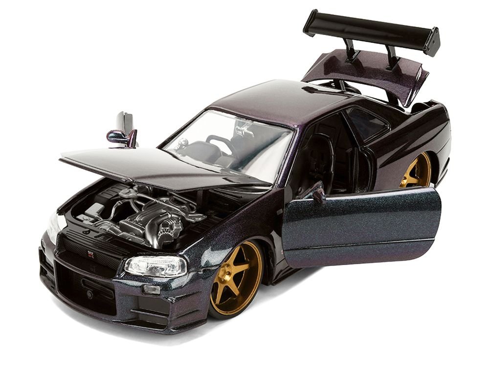 1999 Nissan Skyline GT-R (R34) RHD (Right Hand Drive) Magic Purple Metallic "JDM Tuners" Series 1/24 Diecast Car Model by Jada view 2