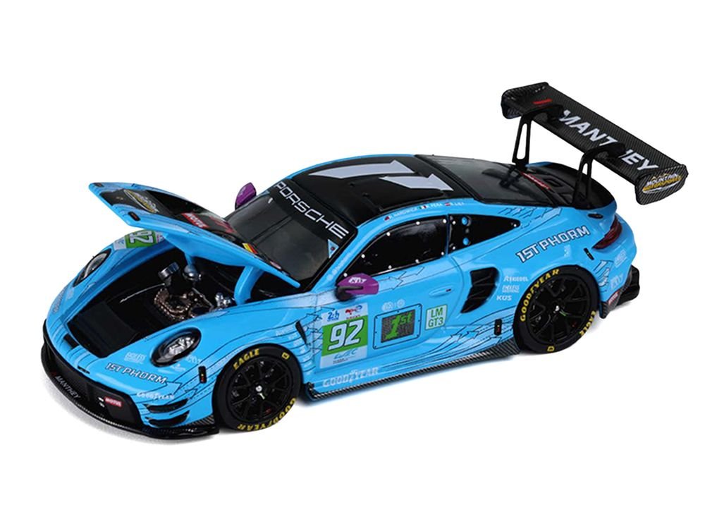 Porsche 911 GT3 R (992) #92 Ryan Hardwick - Richard Lietz - Riccardo Pera "Manthey 1st Phorm" LMGT3 Class Winner "24 Hours of Le Mans" (2025) 1/64 Diecast Model Car by Trends Hobby view 3
