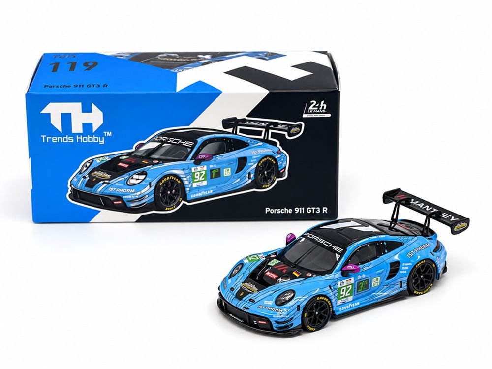 Porsche 911 GT3 R (992) #92 Ryan Hardwick - Richard Lietz - Riccardo Pera "Manthey 1st Phorm" LMGT3 Class Winner "24 Hours of Le Mans" (2025) 1/64 Diecast Model Car by Trends Hobby view 5