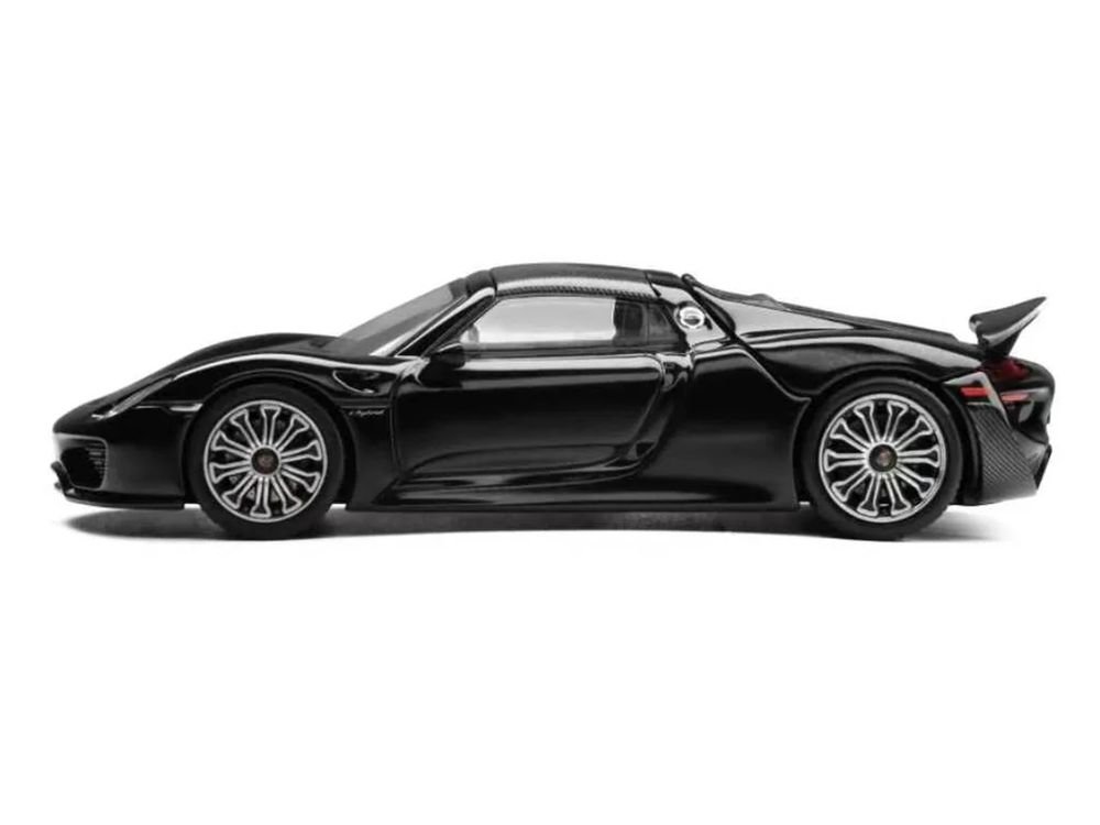 Porsche 918 Spyder Black with Carbon Top 1/64 Diecast Model Car by Trends Hobby view 4