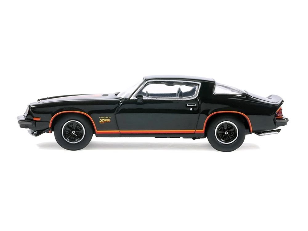 1977 Chevrolet Camaro Z28 Black with Stripes 1/64 Diecast Model Car by IXO Models view 2