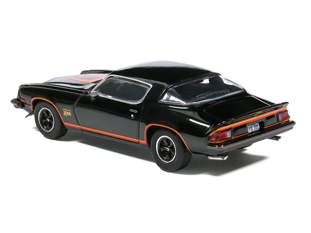 1977 Chevrolet Camaro Z28 Black with Stripes 1/64 Diecast Model Car by IXO Models view 3