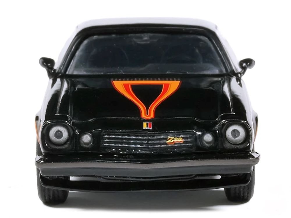 1977 Chevrolet Camaro Z28 Black with Stripes 1/64 Diecast Model Car by IXO Models view 4