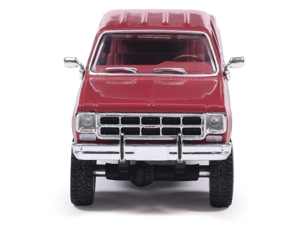 1977 GMC Sierra Grande K2500 Wideside Crew Cab Pickup Truck Dark Red Metallic with Gray Side Stripes 1/64 Diecast Model Car by IXO Models view 4