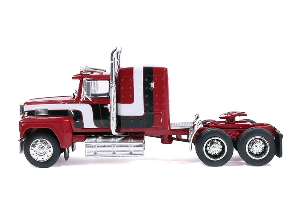 1978 Ford LTL-9000 Truck Tractor Red Metallic with Stripes 1/64 Diecast Model Car by IXO Models view 2