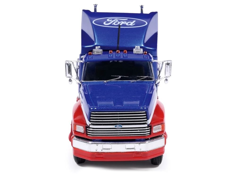 1990 Ford Aeromax Truck Tractor Blue Metallic and Red with White Stripes 1/64 Diecast Model Car by IXO Models view 4