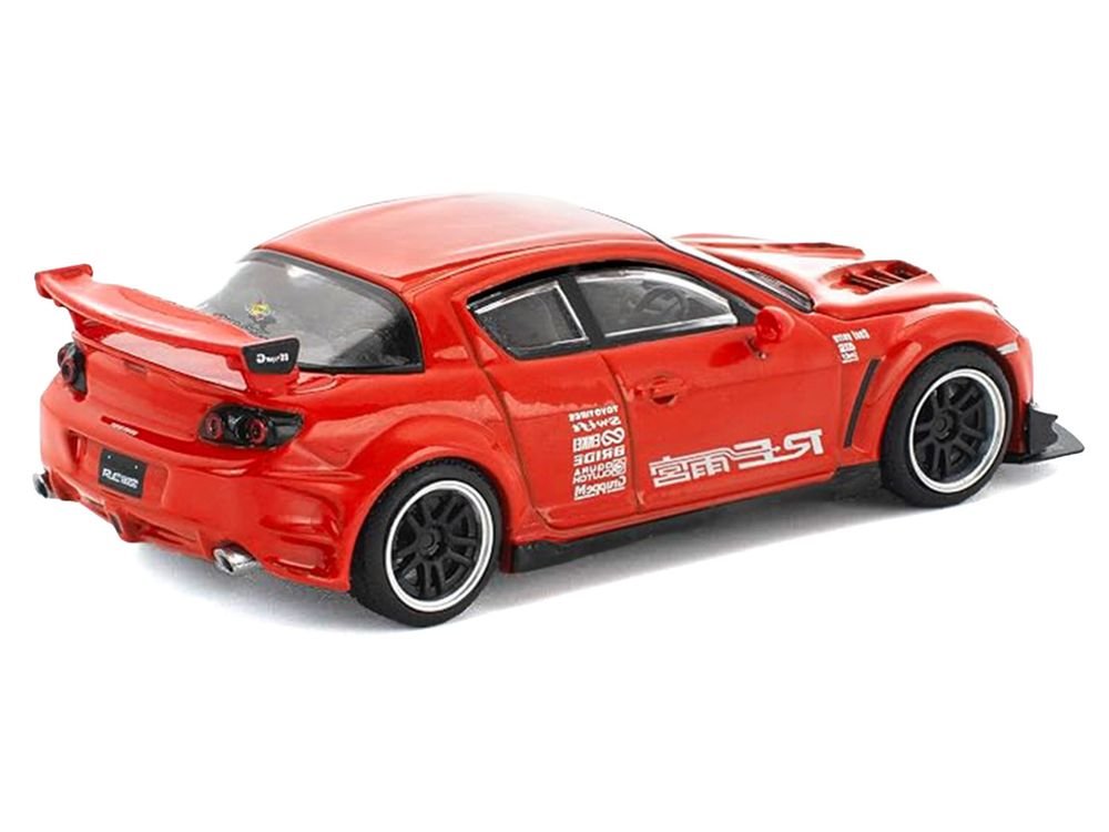 Mazda RX-8 RE-Amemiya RHD (Right Hand Drive) Red with Graphics "Enigma Exclusive Edition" 1/64 Die Cast Model Car by Pop Race view 4