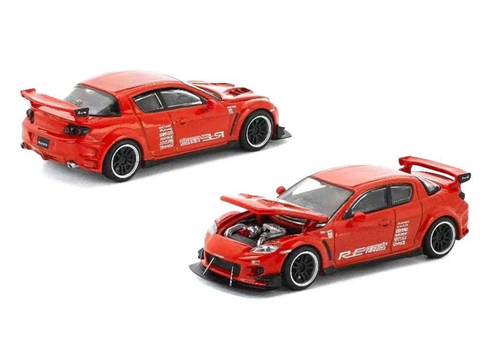 Mazda RX-8 RE-Amemiya RHD (Right Hand Drive) Red with Graphics "Enigma Exclusive Edition" 1/64 Die Cast Model Car by Pop Race view 5