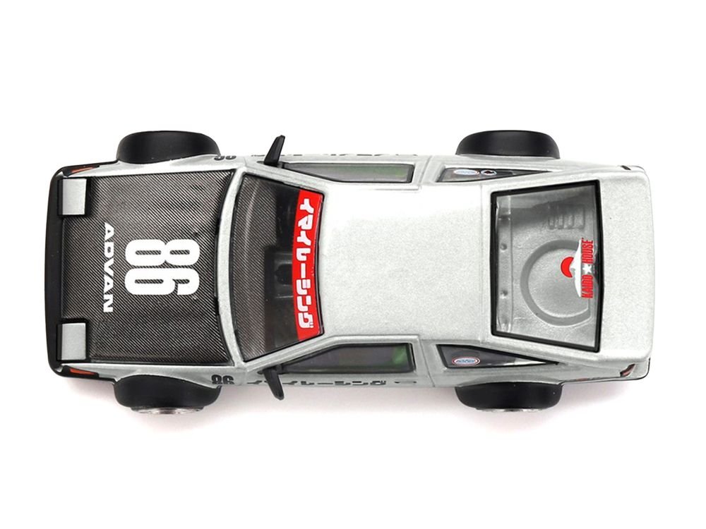 Toyota AE86 Sprinter Trueno RHD (Right Hand Drive) #86 "Kaido Street V2" Silver Metallic and Black with Carbon Hood and Graphics (Designed by Jun Imai) "Kaido House" 1/64 Die Cast Model Car by Mini GT view 5
