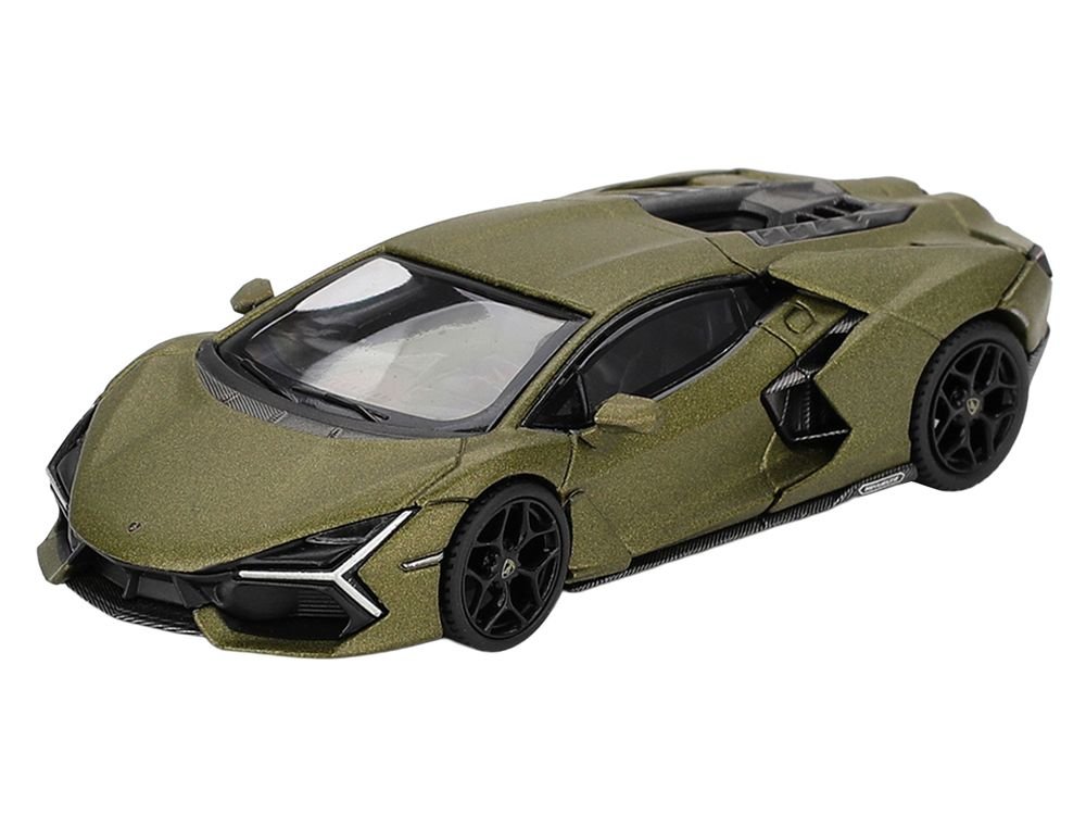 Lamborghini Revuelto Verde Gea Matte Green Metallic Limited Edition 1/64 Die Cast Model Car by Mini GT view 2