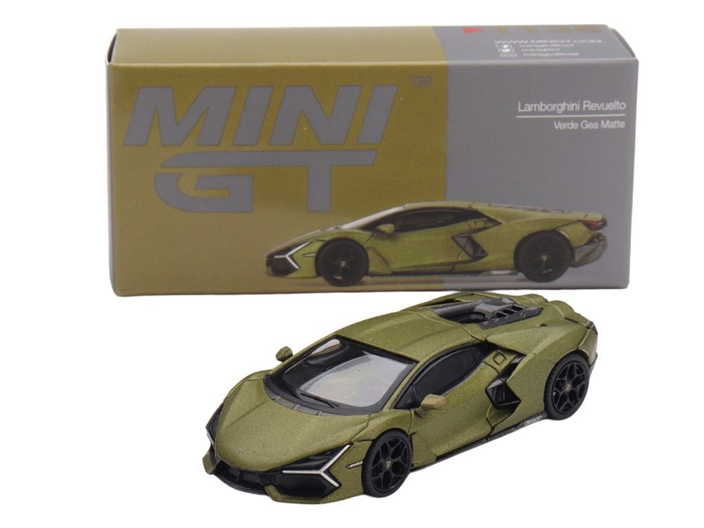 Lamborghini Revuelto Verde Gea Matte Green Metallic Limited Edition 1/64 Die Cast Model Car by Mini GT view 5