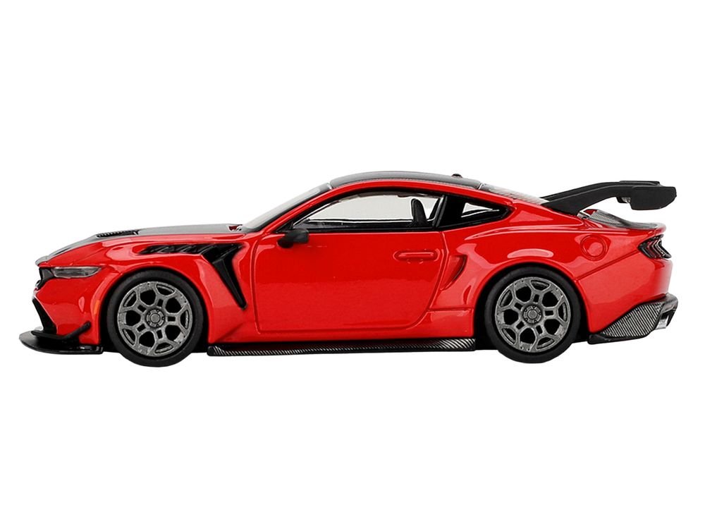 Ford Mustang GTD Race Red with Carbon Hood and Top Limited Edition 1/64 Die Cast Model Car by Mini GT view 3