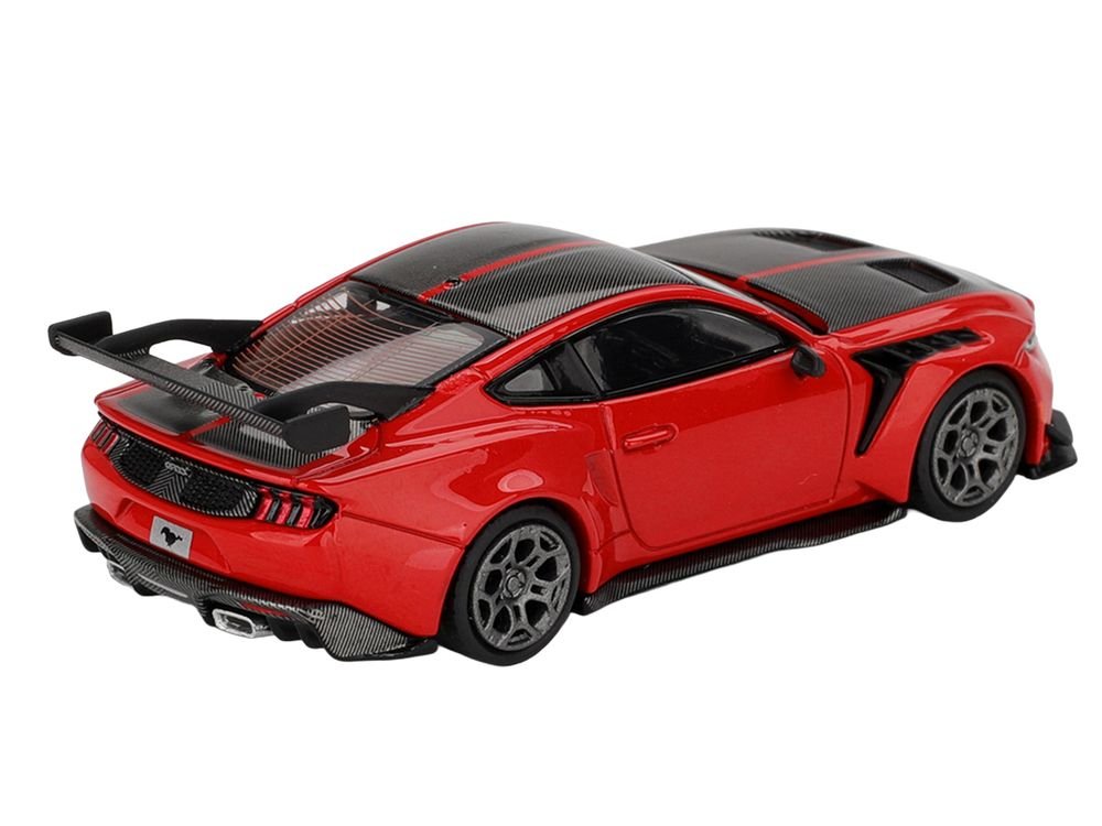 Ford Mustang GTD Race Red with Carbon Hood and Top Limited Edition 1/64 Die Cast Model Car by Mini GT view 4