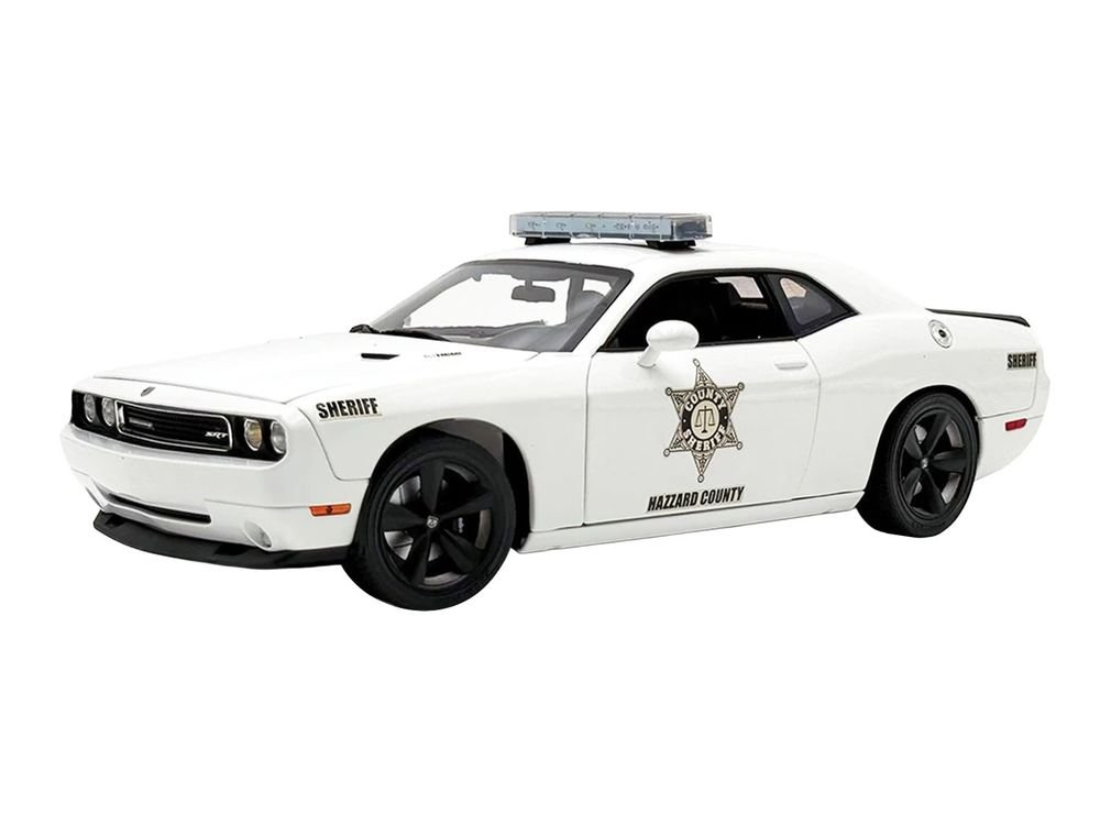 2010 Dodge Challenger SRT8 "Hazzard County Sheriff" White Limited Edition to 300 pieces Worldwide 1/18 Diecast Model Car by ACME view 2