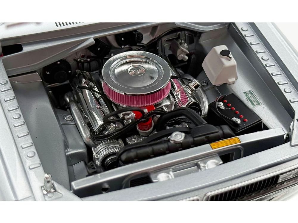 1970 Dodge Dart 440 Street Machine Titanium Silver Metallic with Red Tail Stripe and Red Interior Limited Edition to 594 pieces Worldwide 1/18 Diecast Model Car by ACME view 3