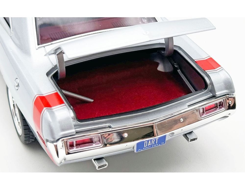 1970 Dodge Dart 440 Street Machine Titanium Silver Metallic with Red Tail Stripe and Red Interior Limited Edition to 594 pieces Worldwide 1/18 Diecast Model Car by ACME view 5