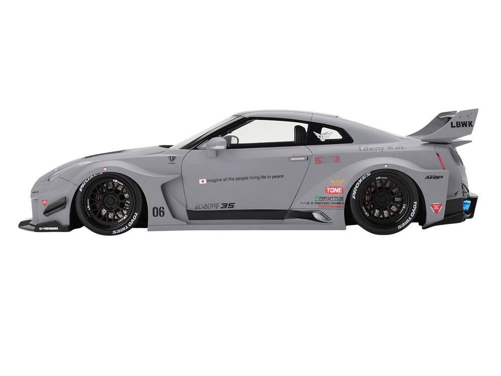 Nissan LB-Silhouette WORKS GT 35GT-RR Ver.1 RHD (Right Hand Drive) Matt Gray with Black Top 1/18 Model Car by Top Speed view 3