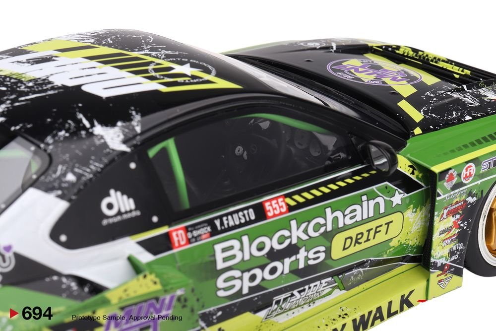 Nissan LB-Super Silhouette S15 SILVIA RHD (Right Hand Drive) #555 V2 Yukio Fausto "Formula Drift Japan" (2024) 1/18 Model Car by Top Speed view 2