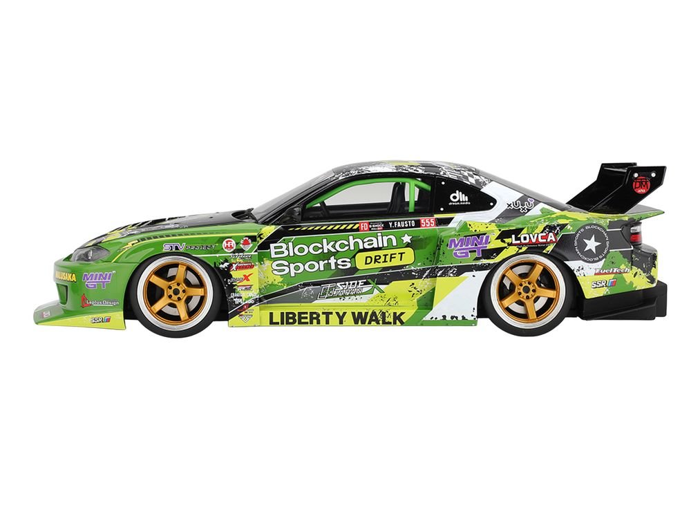 Nissan LB-Super Silhouette S15 SILVIA RHD (Right Hand Drive) #555 V2 Yukio Fausto "Formula Drift Japan" (2024) 1/18 Model Car by Top Speed view 3
