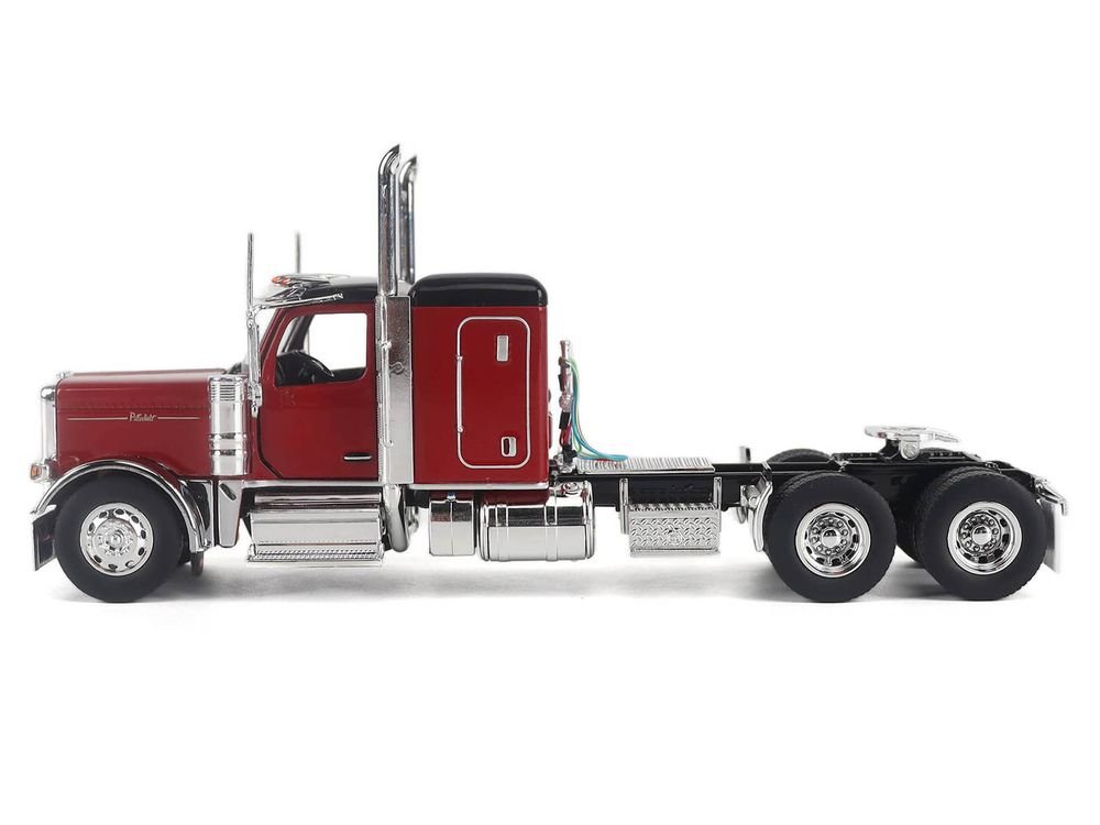 Peterbilt 589 Legendary Package Tandem-Axle Truck Tractor with 58" Sleeper Cab Legendary Red with Black Top "Transport Series" 1/50 Diecast Model by Diecast Masters view 2