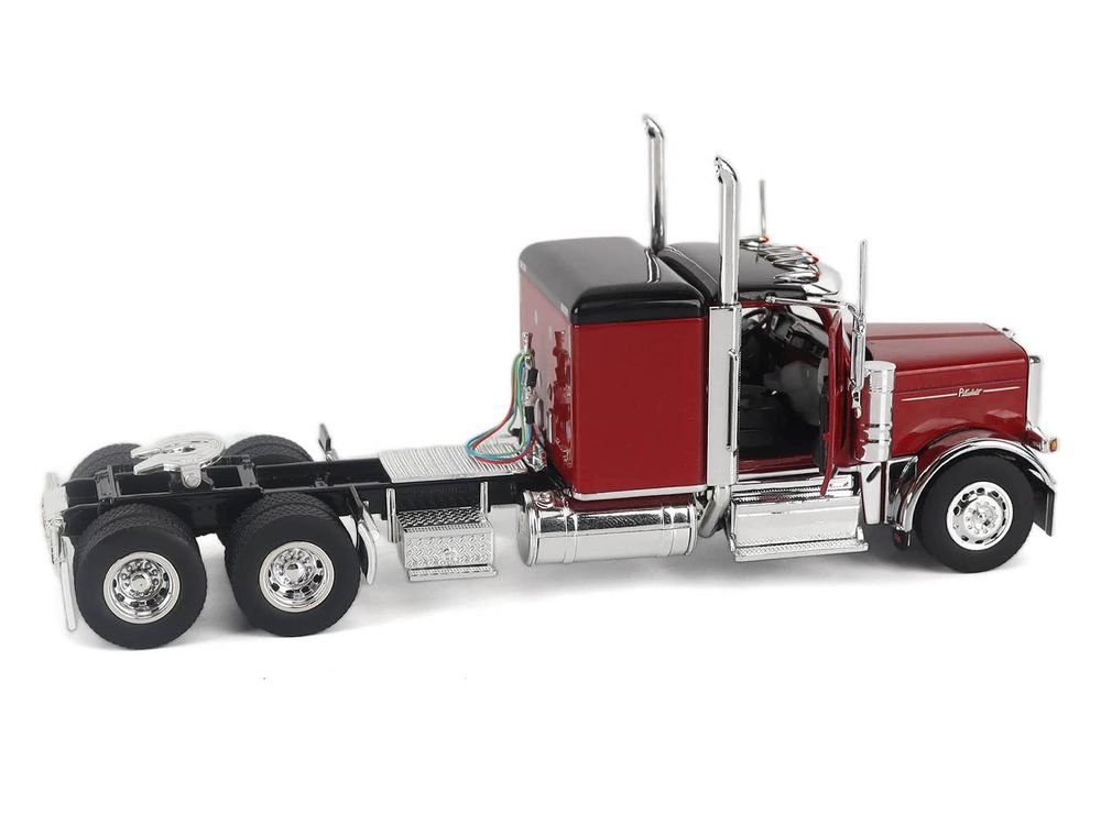 Peterbilt 589 Legendary Package Tandem-Axle Truck Tractor with 58" Sleeper Cab Legendary Red with Black Top "Transport Series" 1/50 Diecast Model by Diecast Masters view 3