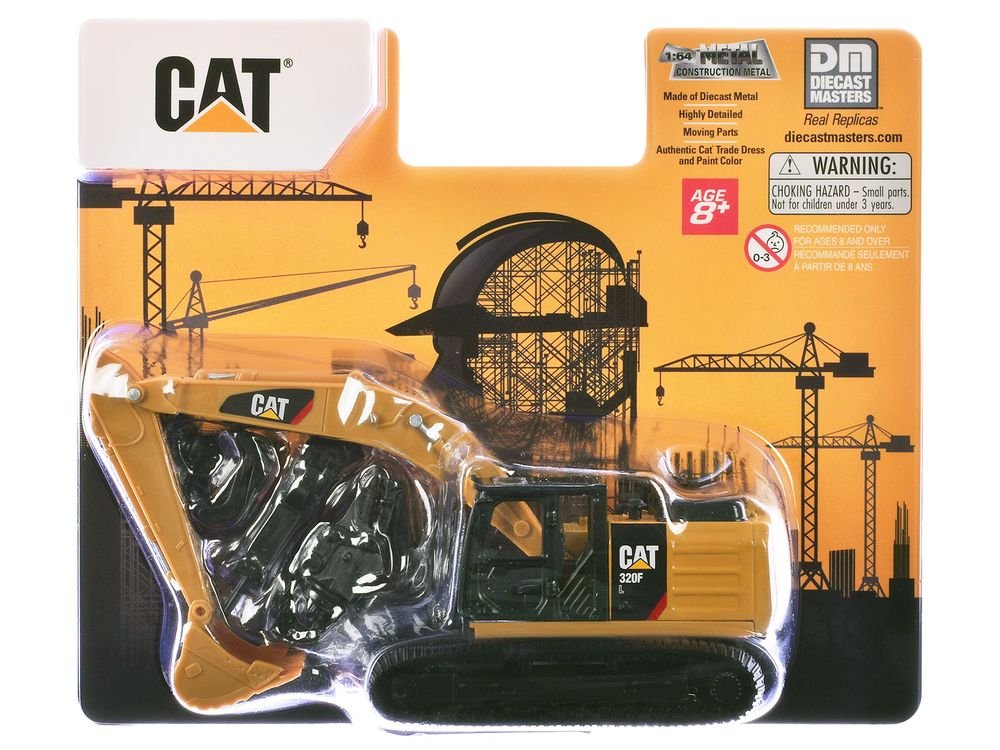 CAT Caterpillar 320F L Excavator with Interchangeable Attachment Yellow 1/64 Diecast Model by Diecast Master view 3