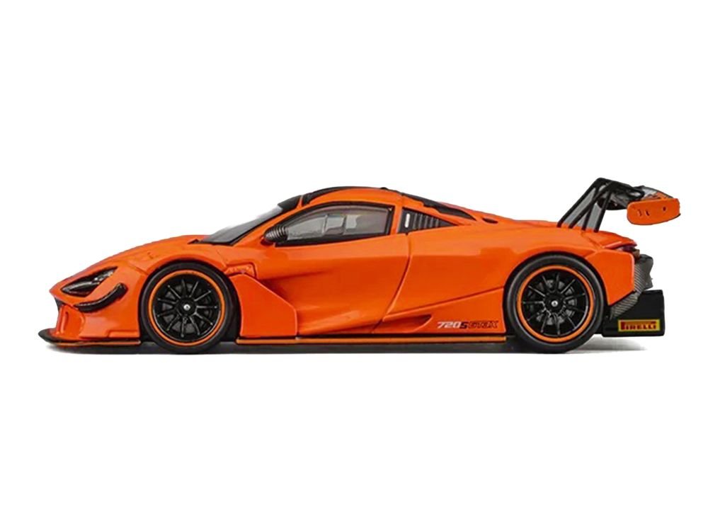 McLaren 720S GT3X Orange with Black Stripes 1/64 Diecast Model Car by CM Models view 2