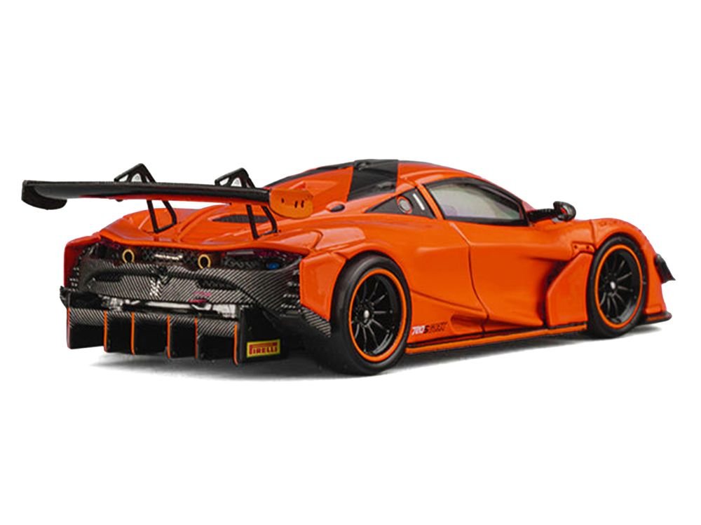 McLaren 720S GT3X Orange with Black Stripes 1/64 Diecast Model Car by CM Models view 3