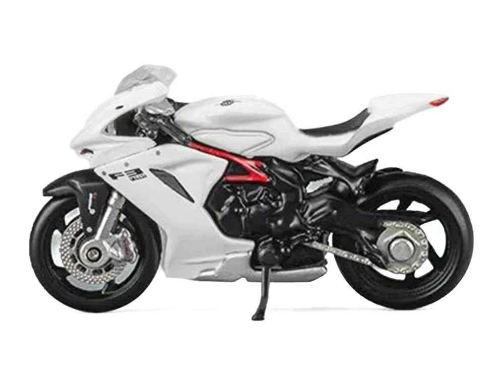 2022 MV Agusta F3 Rosso Motorcycle White with Figure 1/64 Diecast Model Car by CM Models view 2
