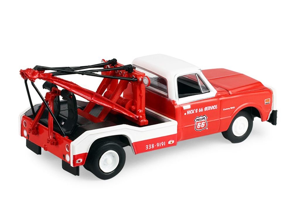 1971 Chevrolet C-30 Dually Wrecker Tow Truck "Phillips 66" Red with White Top "Dually Drivers" Series 17 1/64 Diecast Model Car by Greenlight view 3