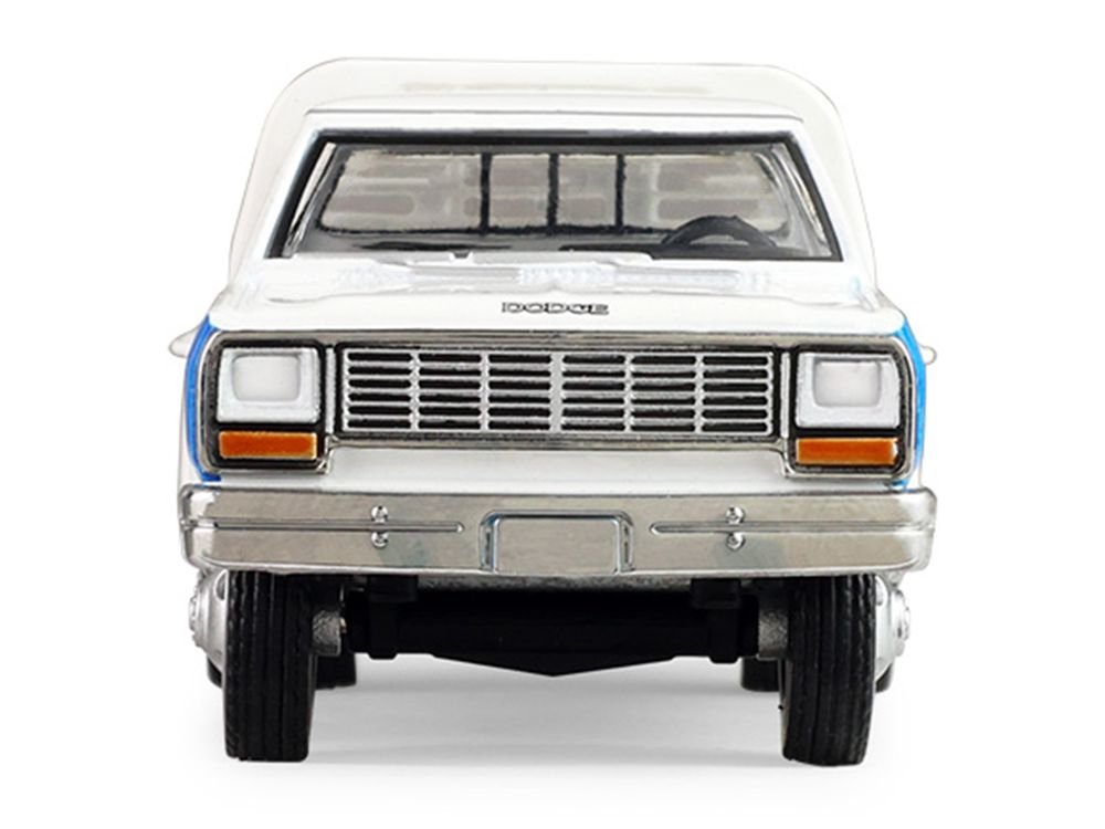 1981 Dodge Ram W350 Power Ram Dually Flatbed Truck "Goodyear" White with Blue Sides "Dually Drivers" Series 17 1/64 Diecast Model Car by Greenlight view 4