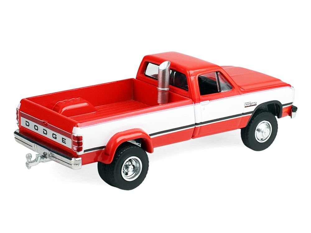 1993 Dodge Ram D350 Dually Red and White with Exhaust with Bumper Weights "Dually Drivers" Series 17 1/64 Diecast Model Car by Greenlight view 3