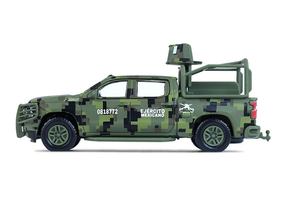2021 Chevrolet Silverado LT Trail Boss Z71 Truck "Mexican Military" Green Digital Camouflage "Battalion 64" Series 6 1/64 Diecast Model Car by Greenlight view 2