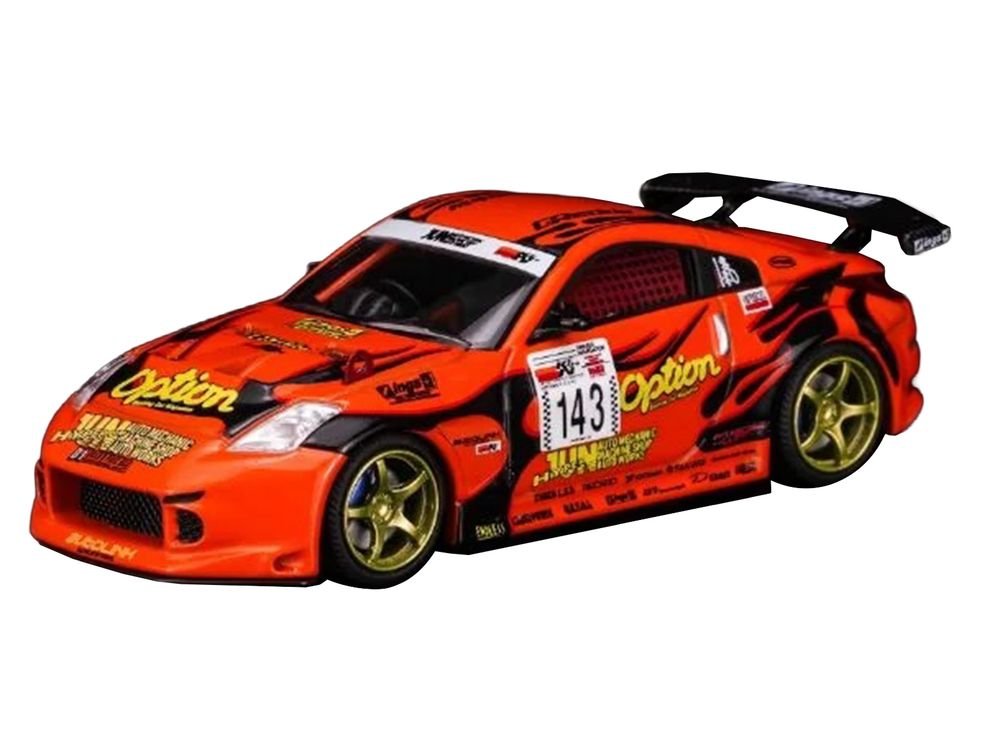 Nissan Fairlady Z RHD (Right Hand Drive) #143 "Option Stream Z" Orange with Graphics 1/64 Diecast Model Car by MotorHelix view 2