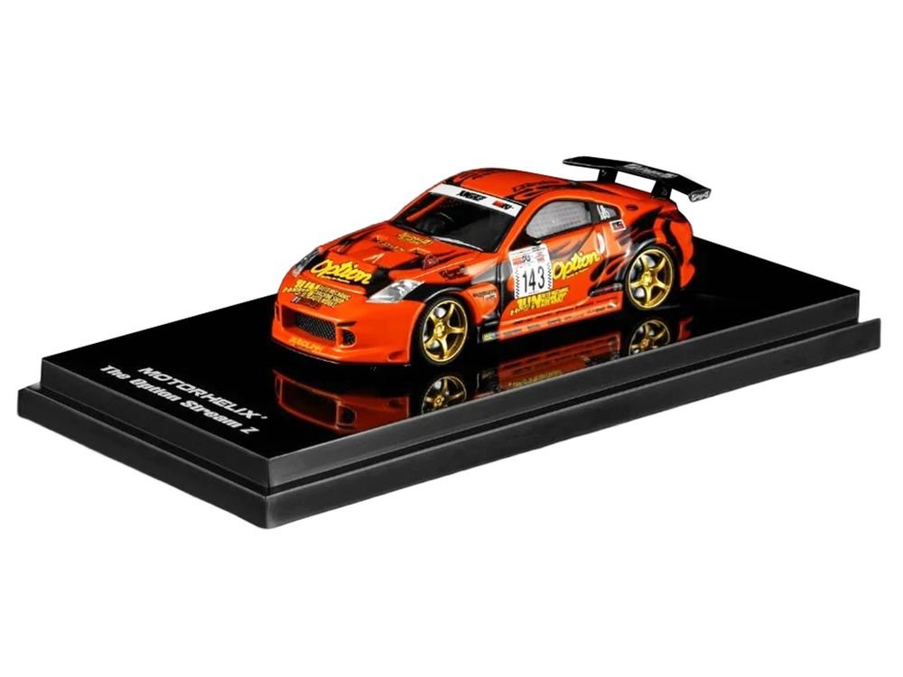 Nissan Fairlady Z RHD (Right Hand Drive) #143 "Option Stream Z" Orange with Graphics 1/64 Diecast Model Car by MotorHelix view 5