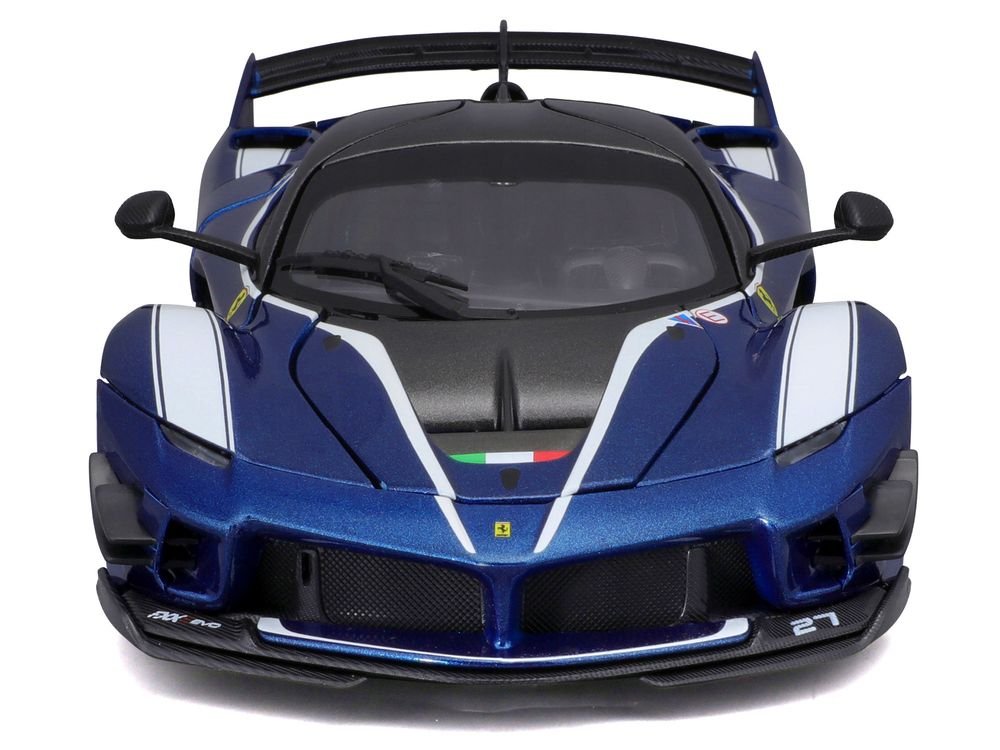Ferrari FXX-K Evo #27 Blue Metallic with White Accents and Gray Metallic Top "Race + Play" Series 1/18 Diecast Model Car by Bburago view 5