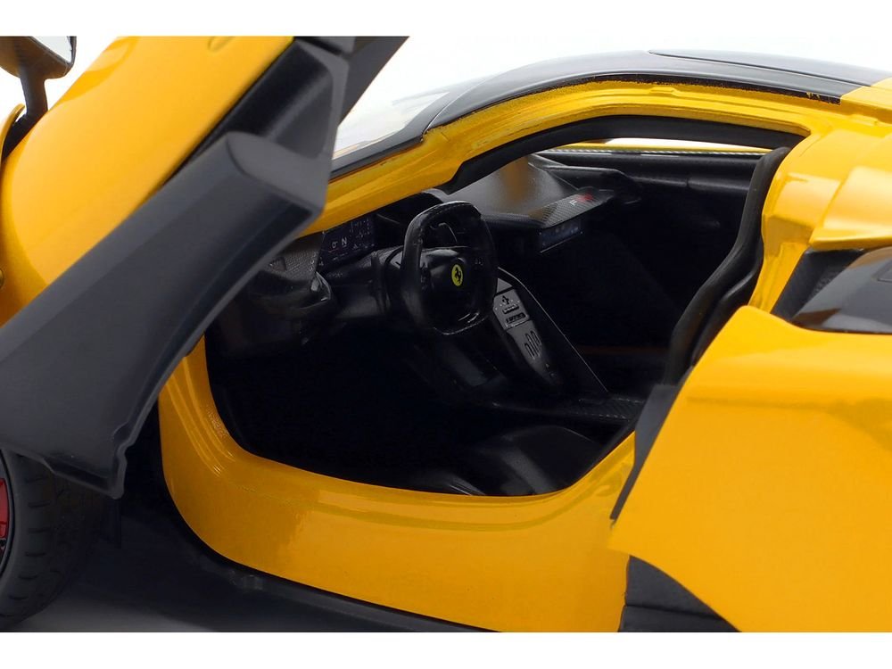 Ferrari F80 Yellow with Black Top "Race + Play" Series 1/18 Diecast Model Car by Bburago view 2