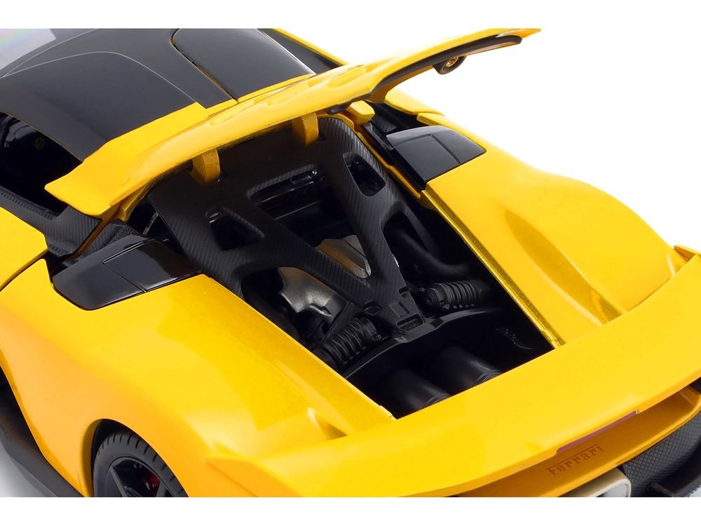 Ferrari F80 Yellow with Black Top "Race + Play" Series 1/18 Diecast Model Car by Bburago view 3