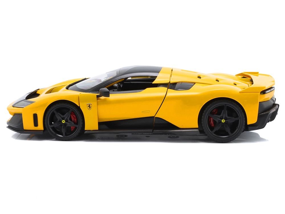 Ferrari F80 Yellow with Black Top "Race + Play" Series 1/18 Diecast Model Car by Bburago view 4