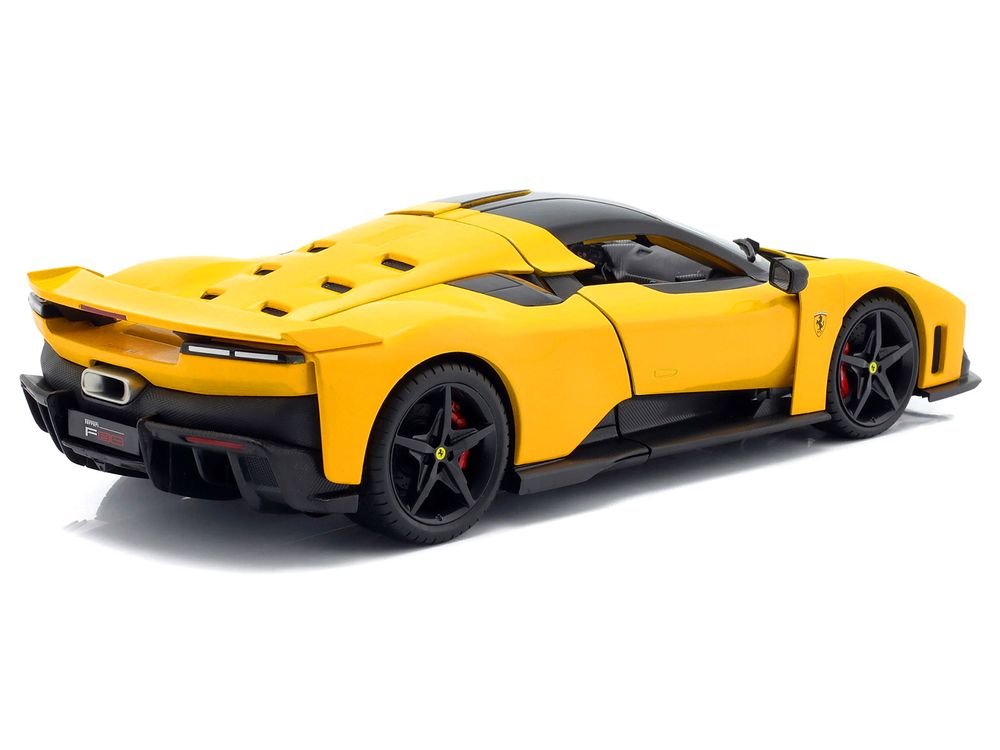 Ferrari F80 Yellow with Black Top "Race + Play" Series 1/18 Diecast Model Car by Bburago view 5
