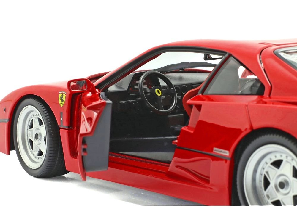 1987 Ferrari F40 Red "Race + Play" Series 1/18 Diecast Model Car by Bburago view 3