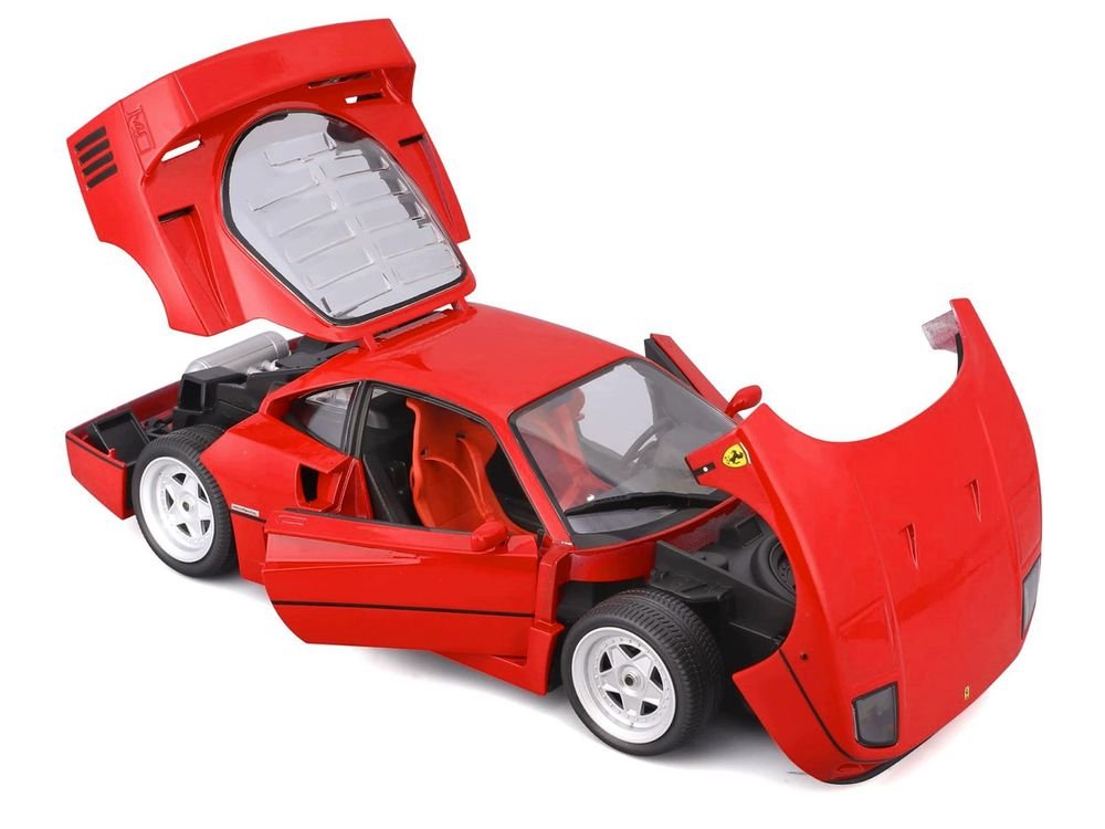 1987 Ferrari F40 Red "Race + Play" Series 1/18 Diecast Model Car by Bburago view 5