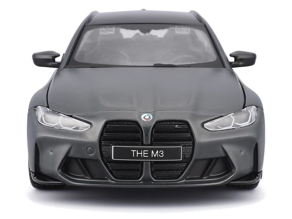 2023 BMW M3 Touring Matt Gray Metallic with Black Top 1/24 Diecast Model Car by Bburago view 4