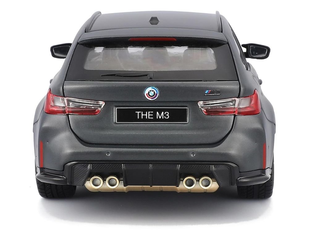 2023 BMW M3 Touring Matt Gray Metallic with Black Top 1/24 Diecast Model Car by Bburago view 5