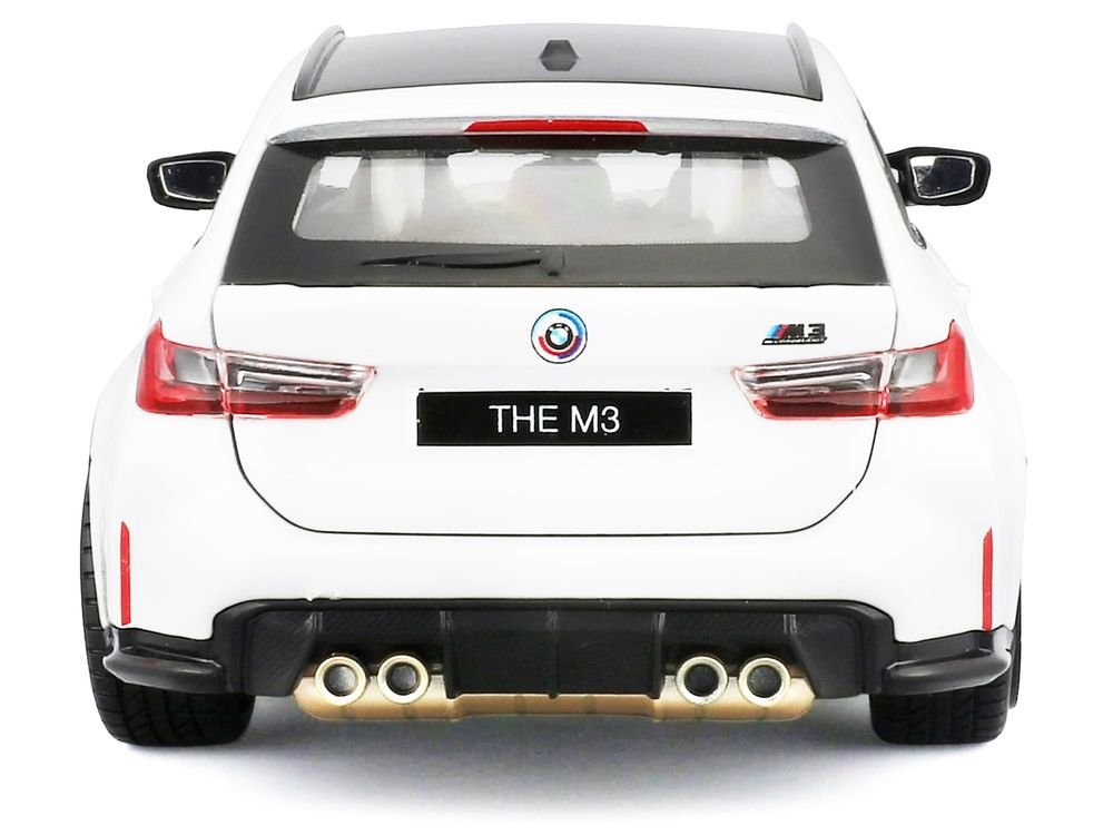 2023 BMW M3 Touring White with Black Top 1/24 Diecast Model Car by Bburago view 5